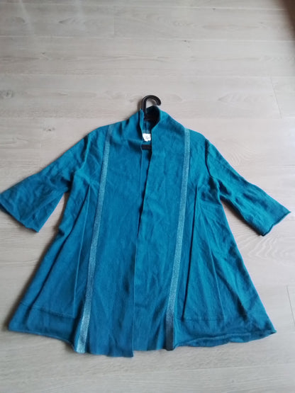 Gilet coupe large manches 3/4 bleu canard