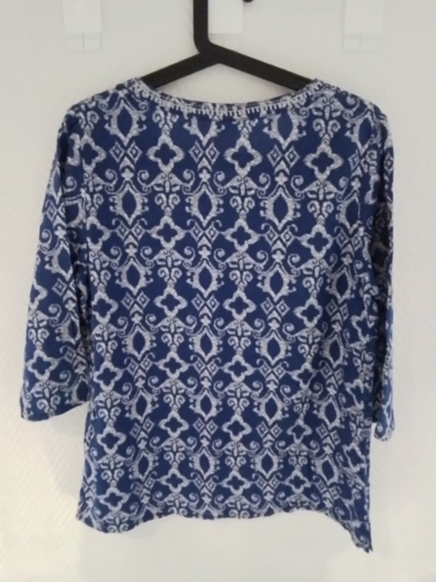 Tunique coton bleu et fil argent