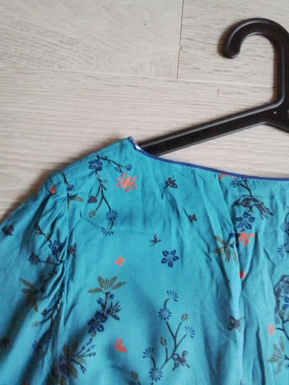 Robe coton ceinturée bleu canard