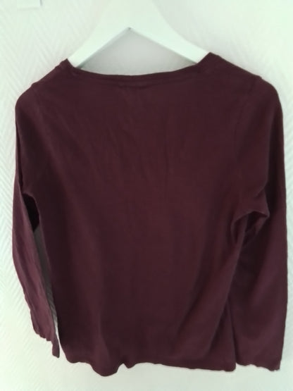 Tee-shirt coton biologique manches longues coloris prune