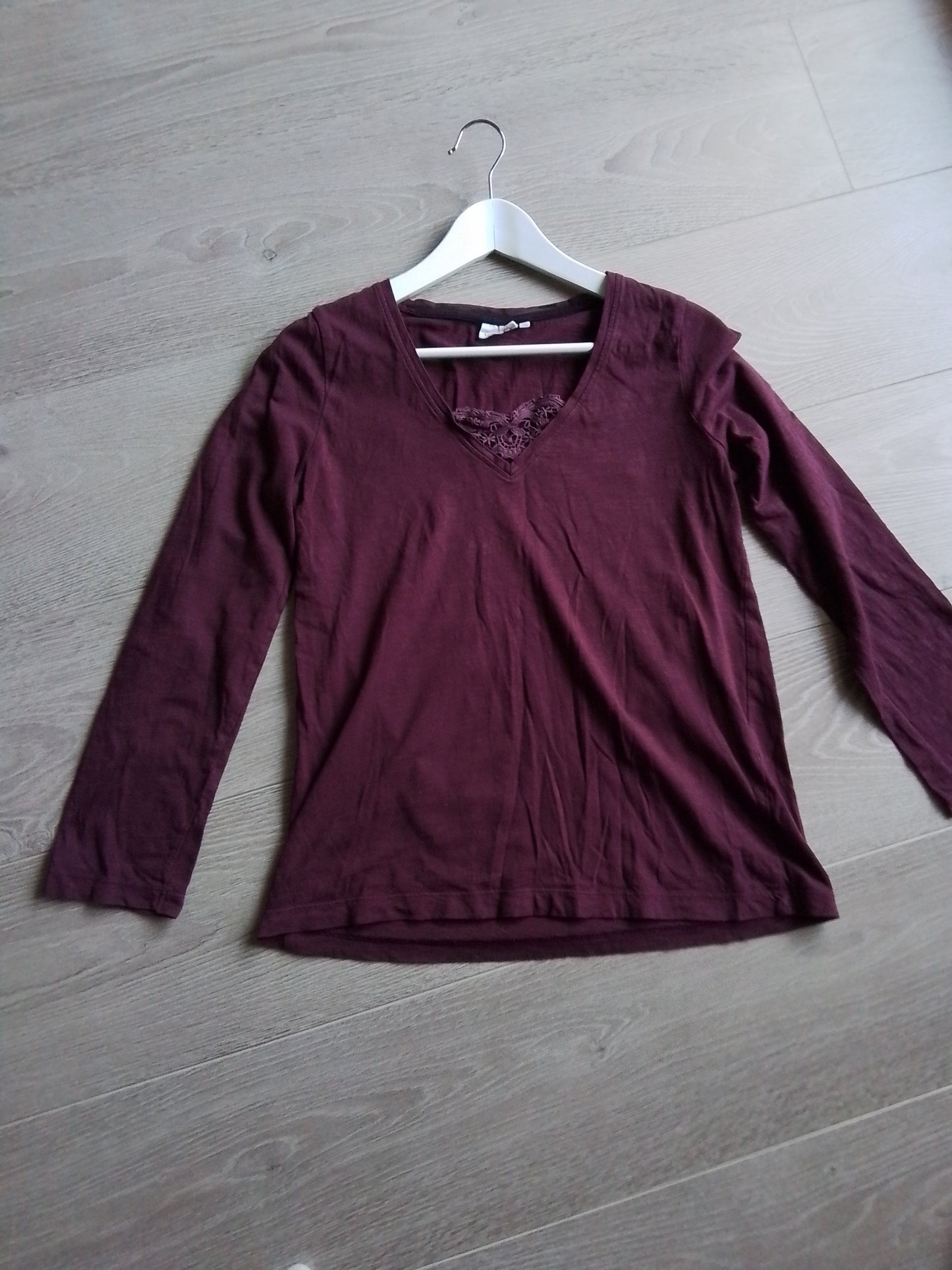 Tee-shirt coton biologique manches longues coloris prune