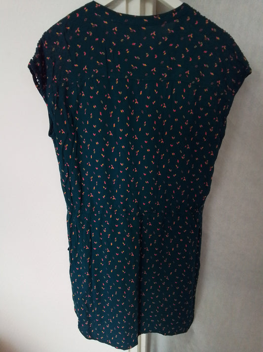 Robe doublée,  en coton, élastiquée à la taille