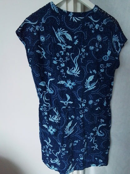 Robe coton,  doublée,  élastique à la taille