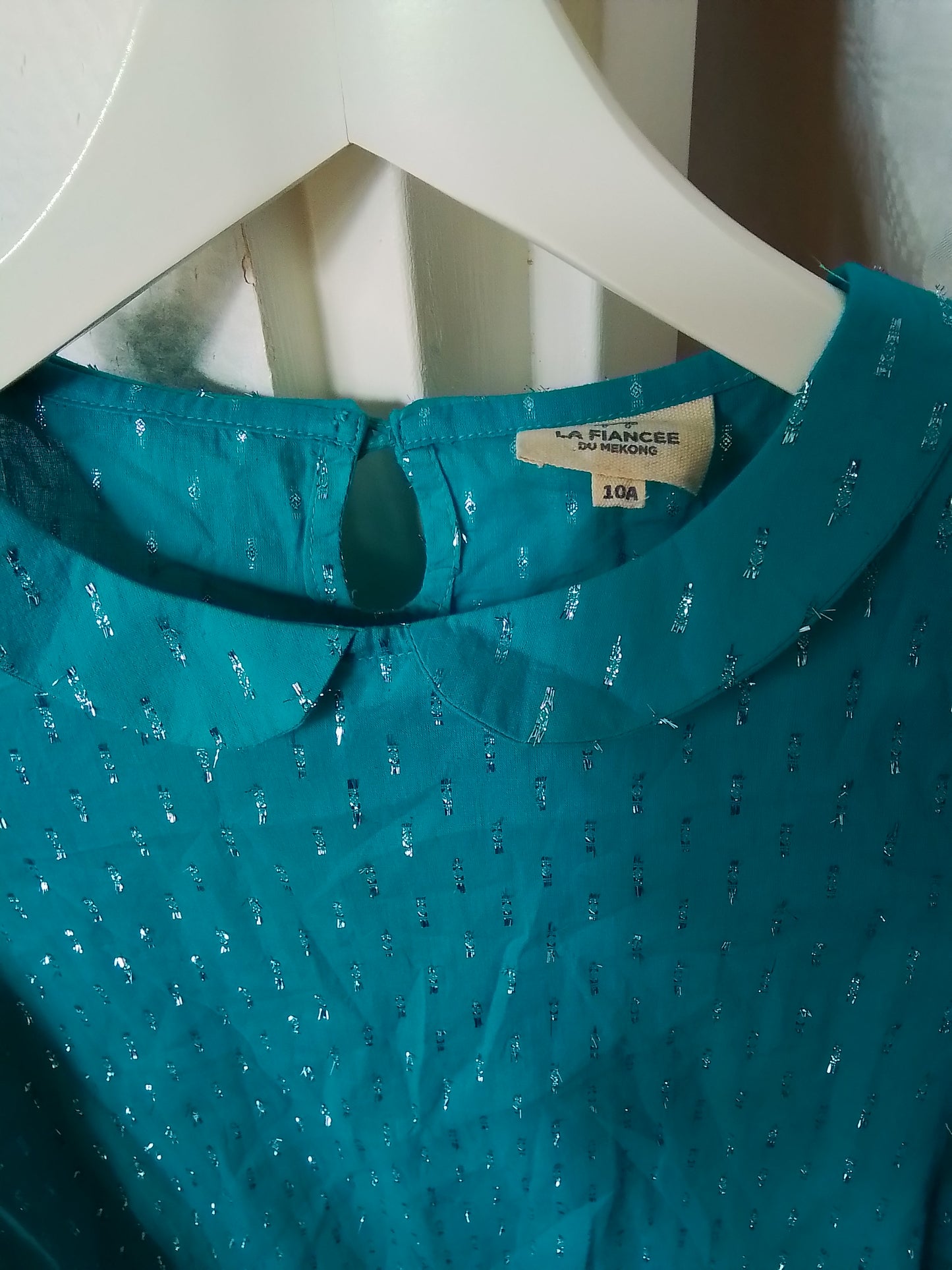 Tunique coton enfant coloris turquoise et fil brillant