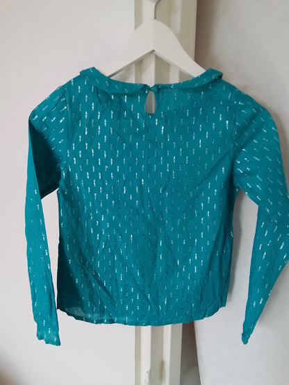 Tunique coton enfant coloris turquoise et fil brillant