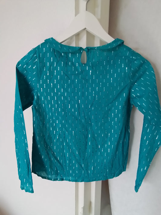 Tunique coton enfant coloris turquoise et fil brillant