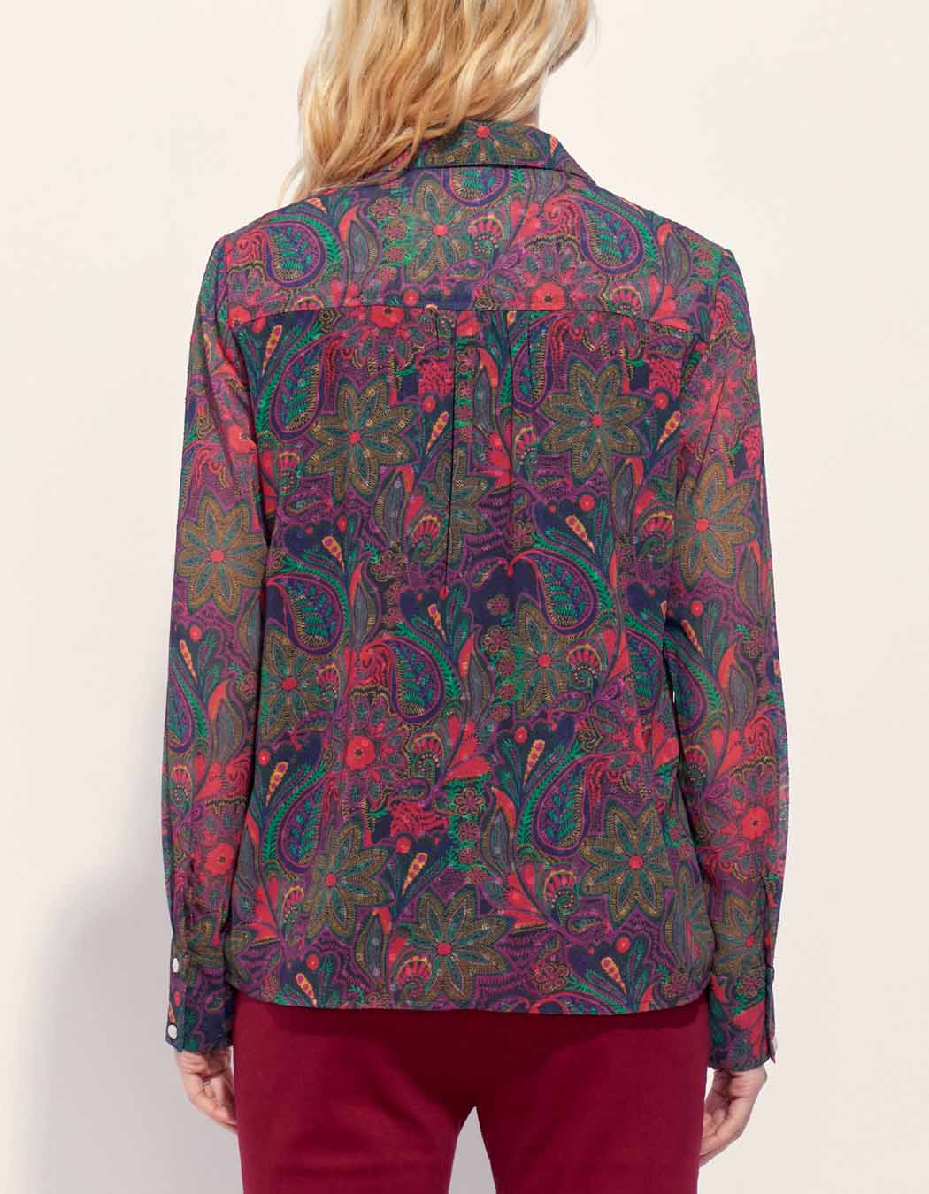 Blouse fluide imprimée col volanté KATI