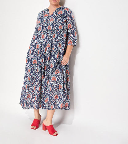Robe longue imprimée voile de coton bio esprit bohème CATALEYA