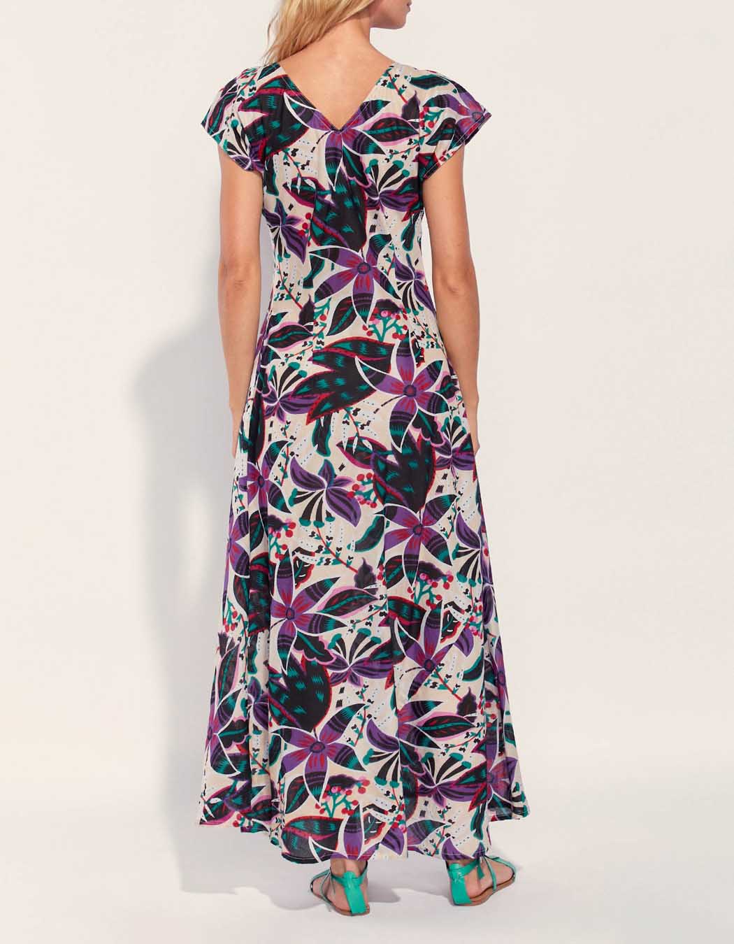 Robe longue imprimée voile de coton bio ALAIA
