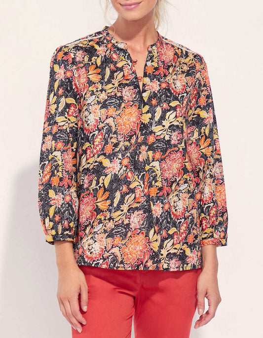 Blouse imprimée coton bio col tunisien RENATA