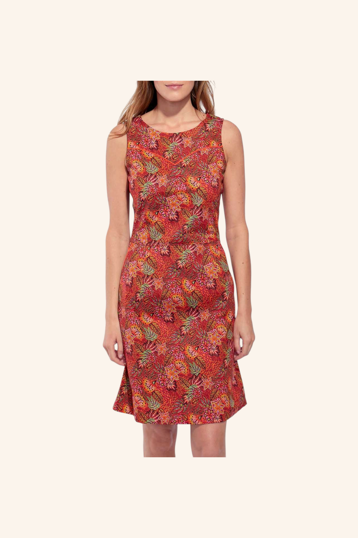 Robe coton imprimée sans manche IDANIA