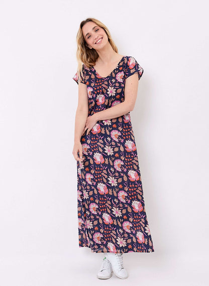 Robe longue imprimée voile de coton bio ALAIANE