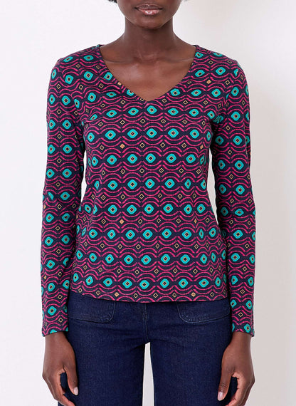 T-shirt col v imprimé coton bio VANPUR
