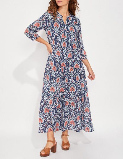Robe longue imprimée voile de coton bio esprit bohème CATALEYA