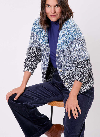 Gilet grosse maille chinée rayures PATORI