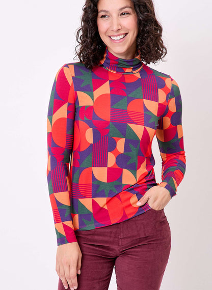 T-shirt col roulé imprimé fluide RON