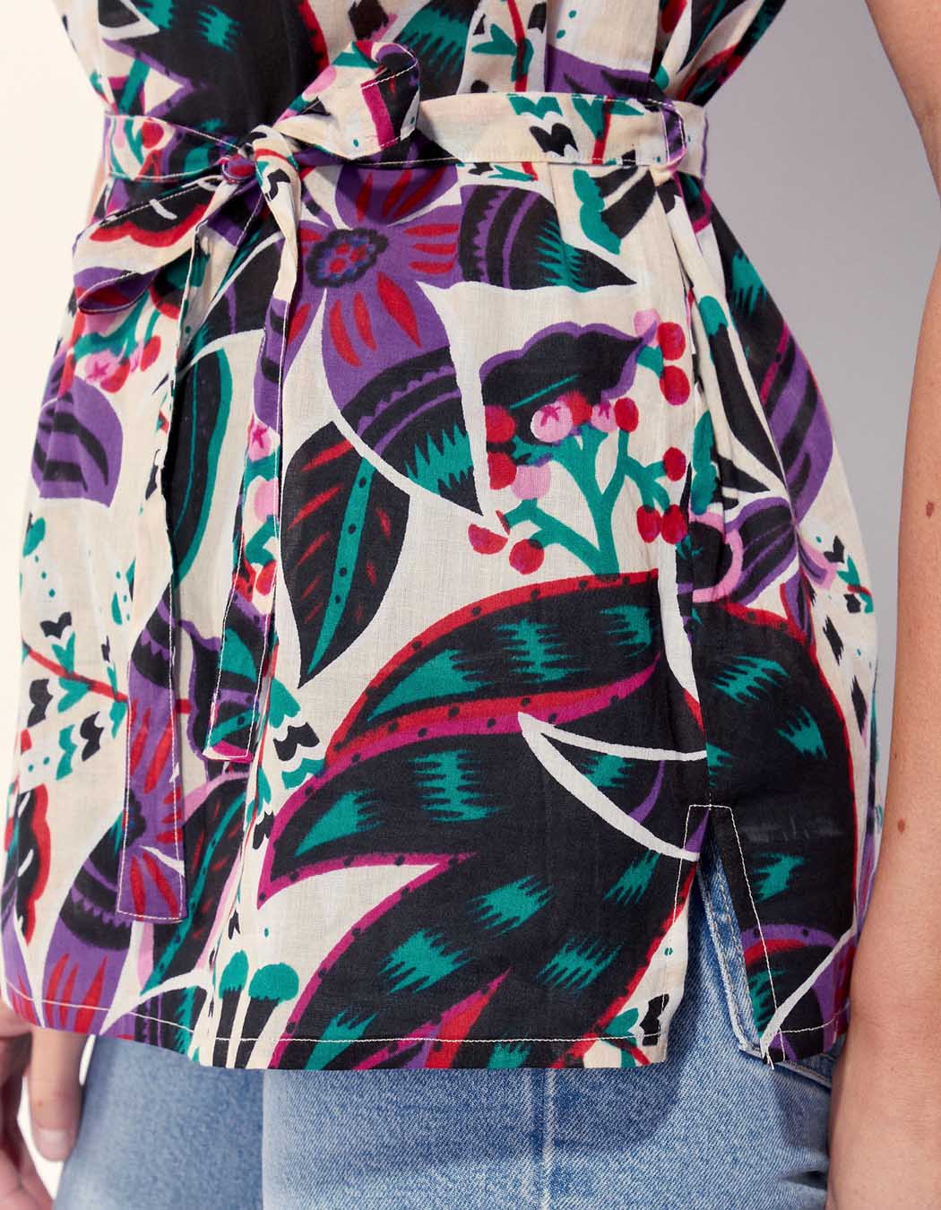 Blouse imprimée sans manche coton bio ARCELIO