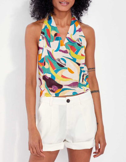 Top dos nu cache-cœur gaze de coton QUJA