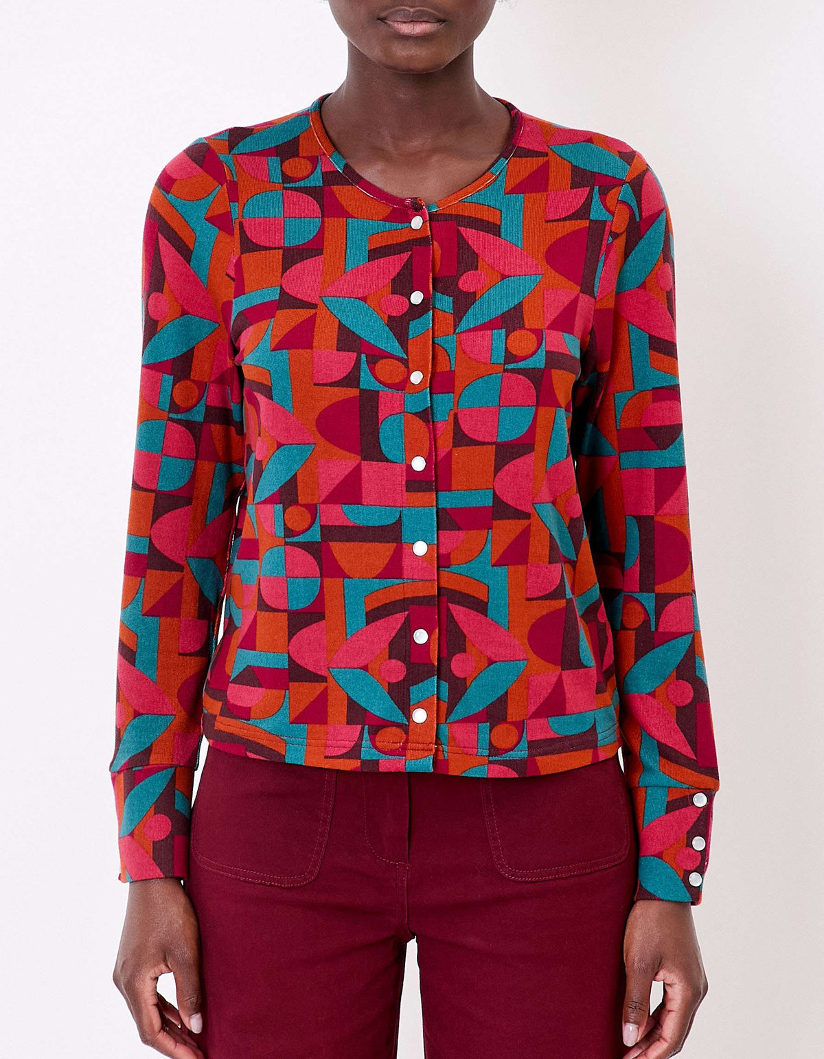 Gilet imprimé boutonné maille fine LAKE