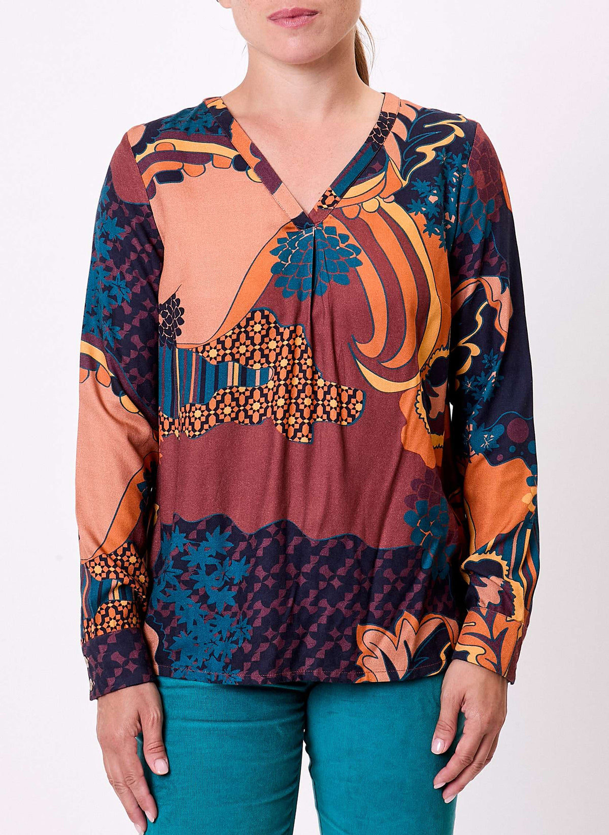 Blouse imprimée fluide évasée col V PALASI