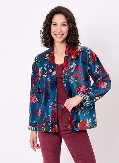 Veste Kimono velours imprimé indien DHARMA