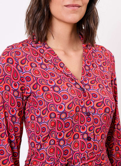 Robe imprimée maille fluide ceinturée EZONE