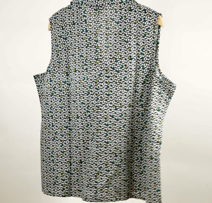 Chemisier imprimé sans manche coton lin ROSA