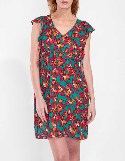 Robe courte volants gaze de coton ORUDA