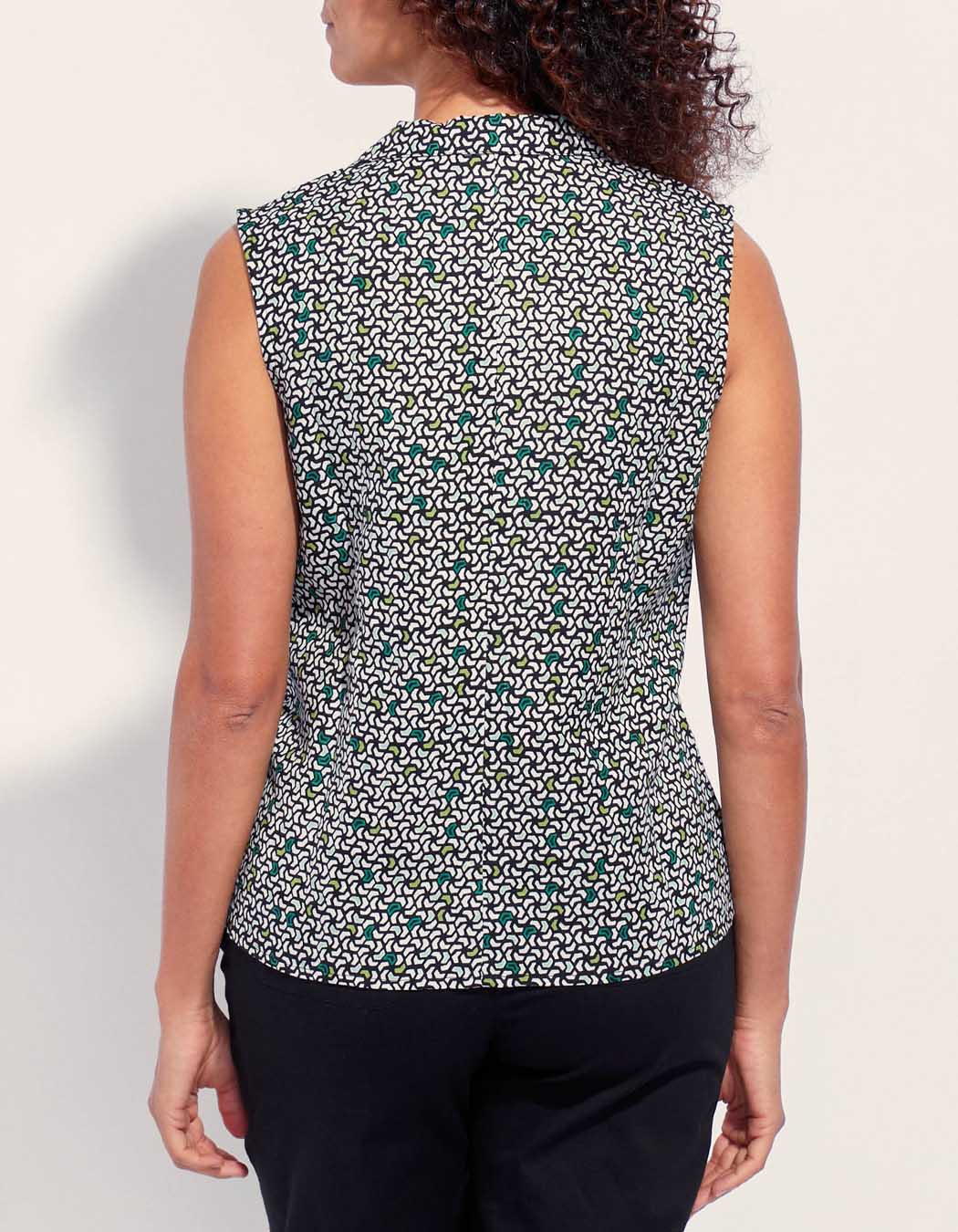 Chemisier imprimé sans manche coton lin ROSA