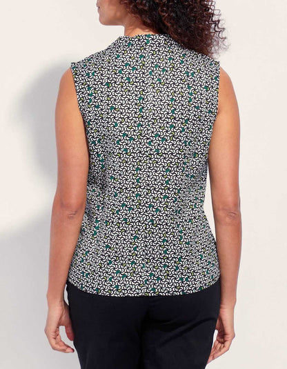 Chemisier imprimé sans manche coton lin ROSA