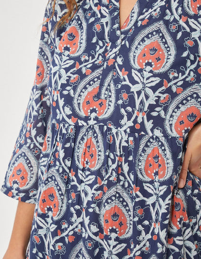 Robe longue imprimée voile de coton bio esprit bohème CATALEYA