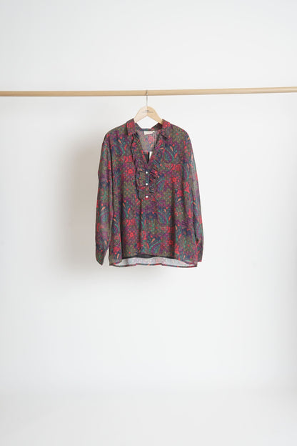 Blouse fluide imprimée col volanté KATI