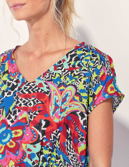 Robe droite imprimée ceinturée Ecovero TERESA