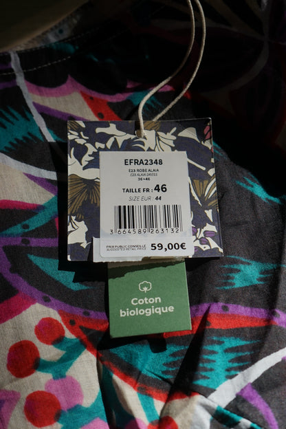 Robe longue imprimée voile de coton bio ALAIA