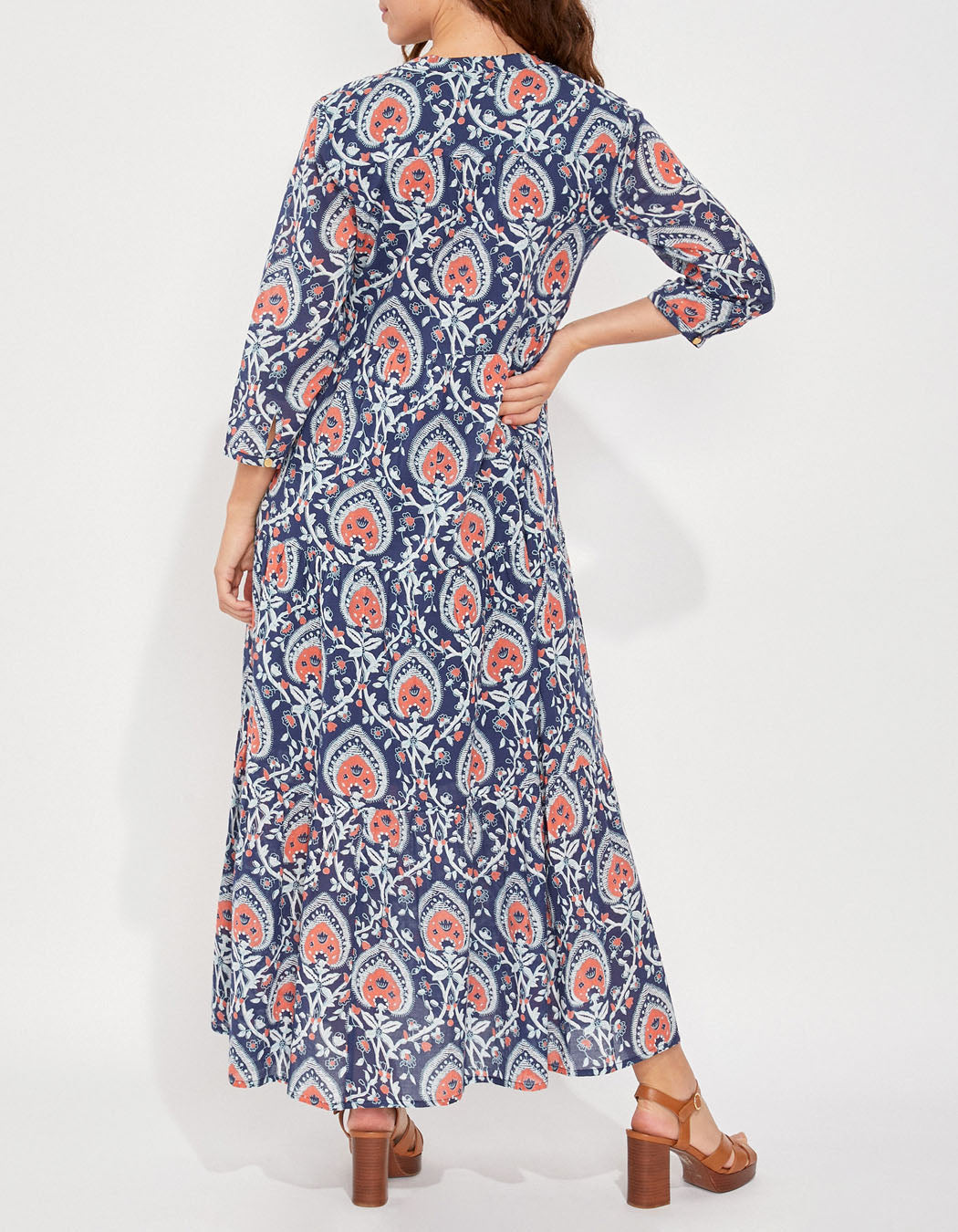 Robe longue imprimée voile de coton bio esprit bohème CATALEYA