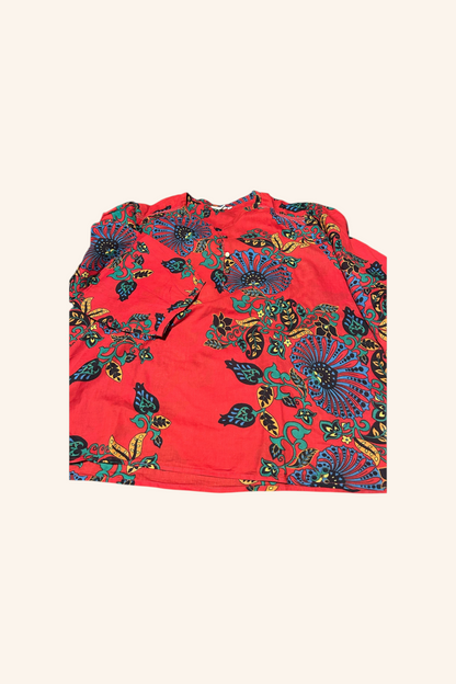 Blouse voile de coton col tunisien