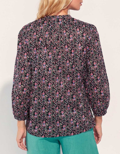 Blouse imprimée coton bio col tunisien RENATA