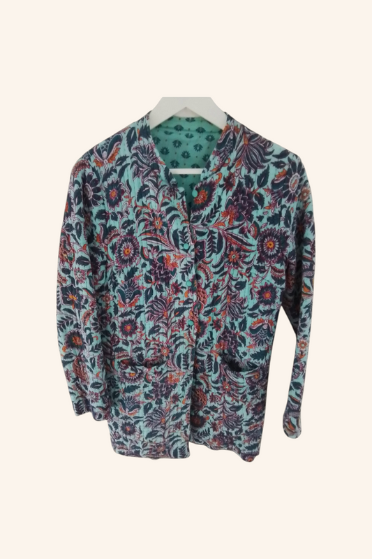 Manteau mi long réversible en coton imprimé