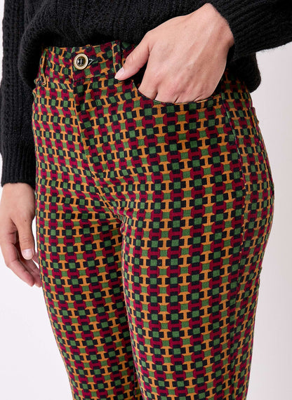 Pantalon flare velours imprimé côtelé LULU
