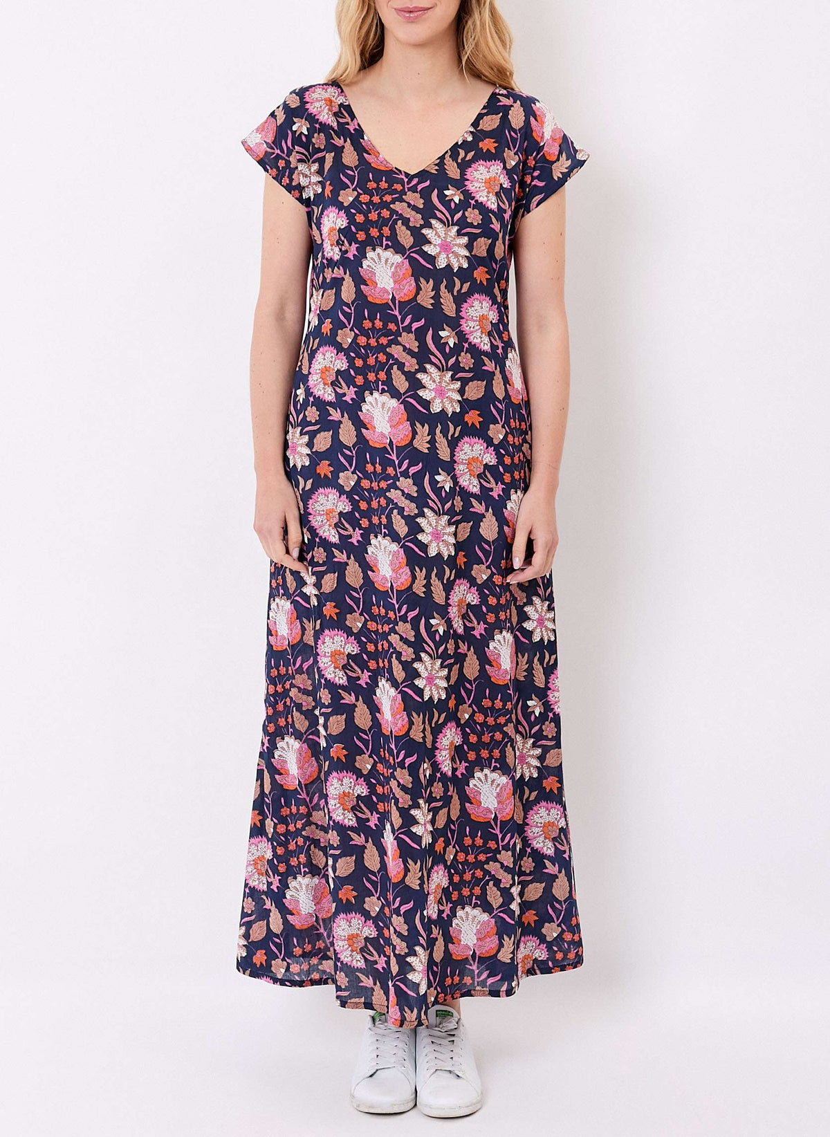 Robe longue imprimée voile de coton bio ALAIANE
