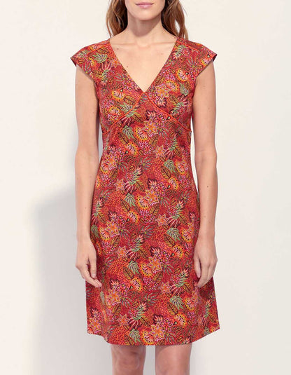 Robe coton imprimé col V sans manche OJANY