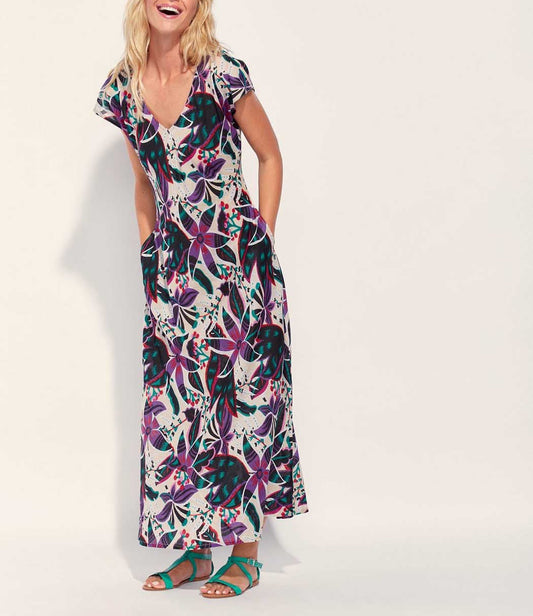 Robe longue imprimée voile de coton bio ALAIA