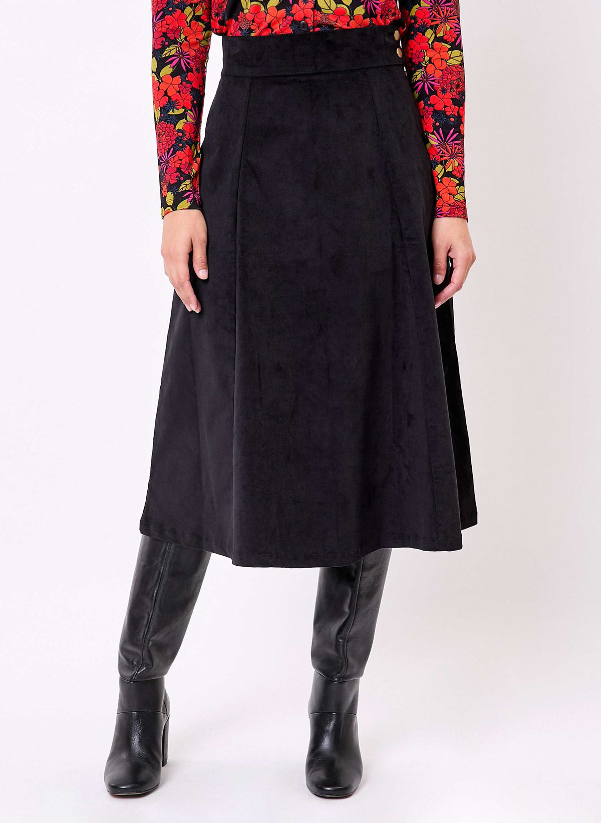 Jupe midi évasée velours bio KIMEE