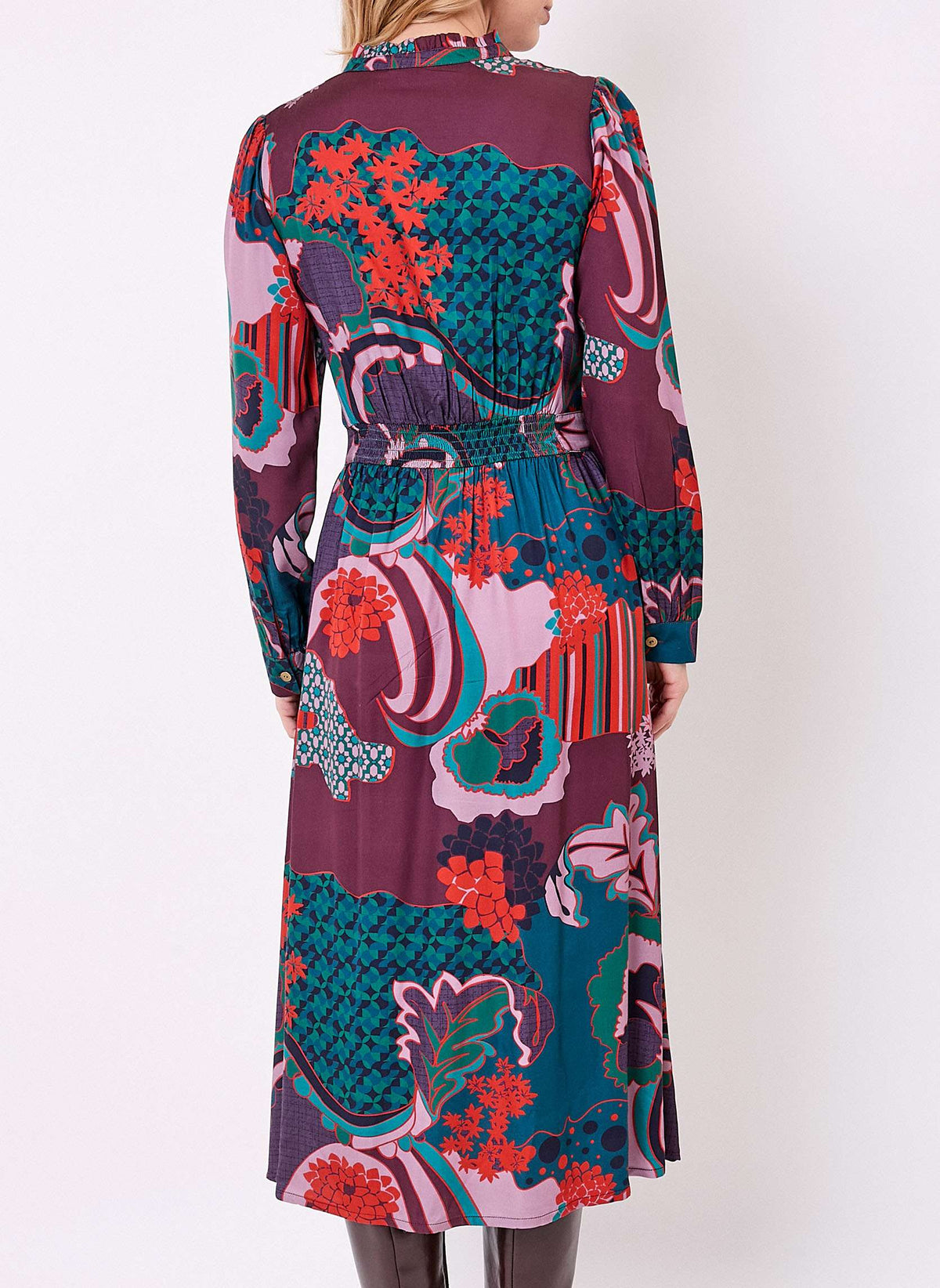 Robe midi fluide évasée imprimée URIKO