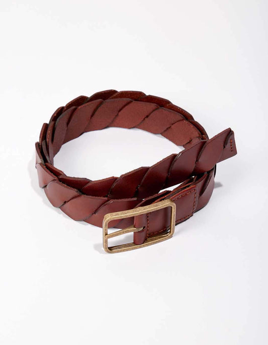Ceinture cuir tréssé ajustable DEEPA