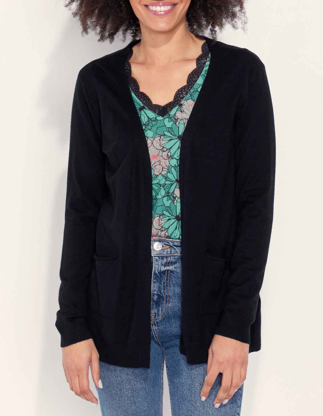 Gilet long maille fine SONA