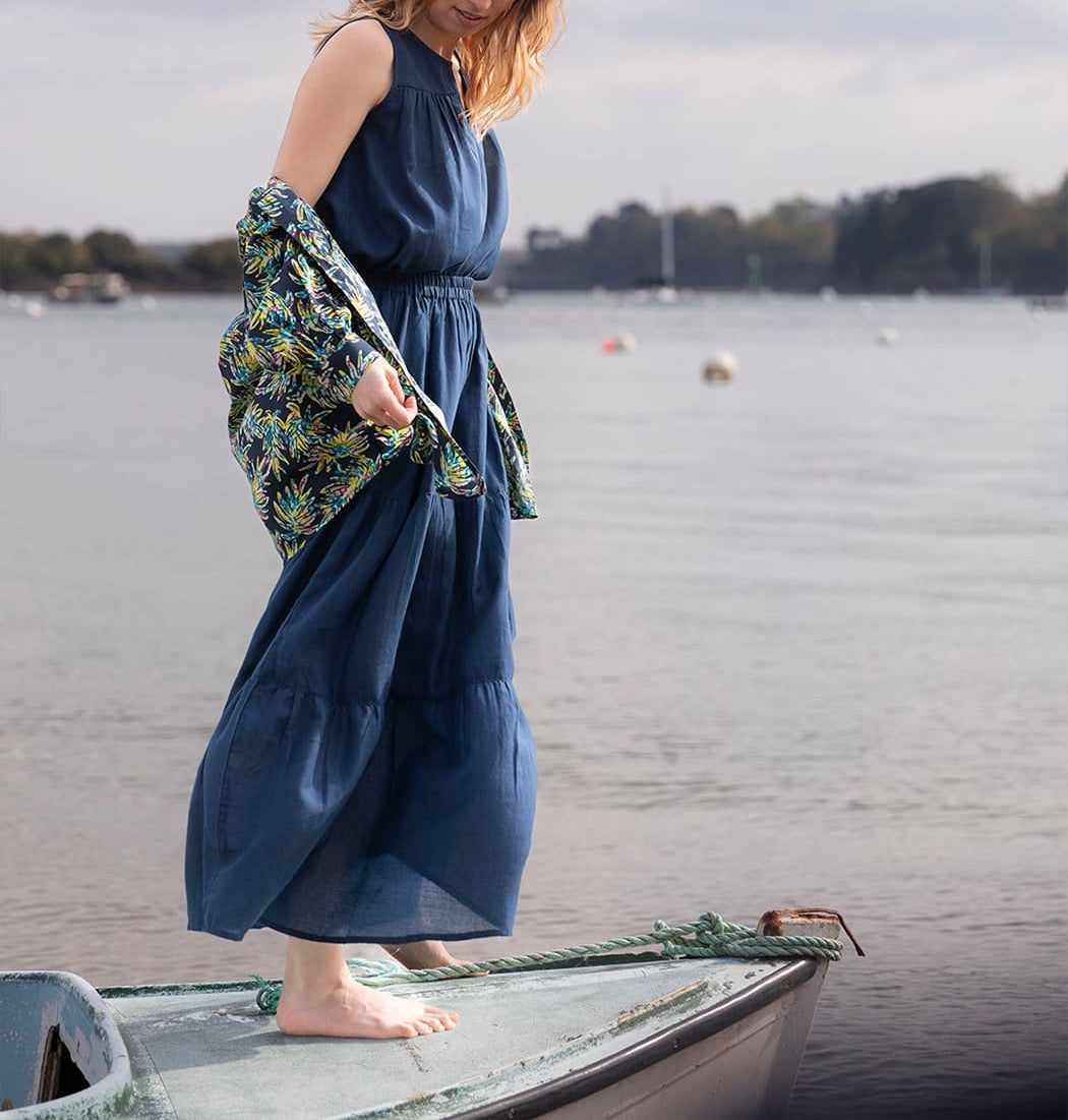 Jupe longue volants coton bio UNA