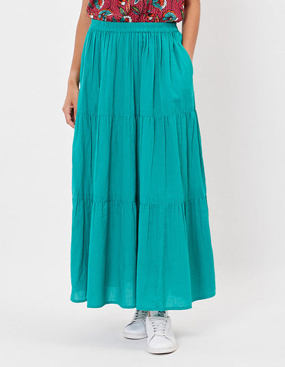 Jupe longue volants coton bio UNA