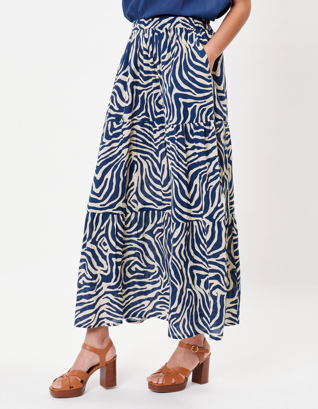 Jupe longue volants coton bio UNA PRINT