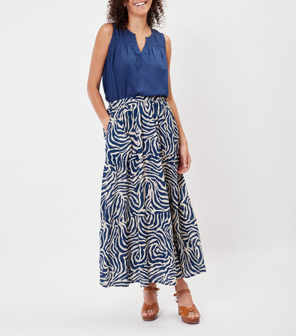 Jupe longue volants coton bio UNA PRINT
